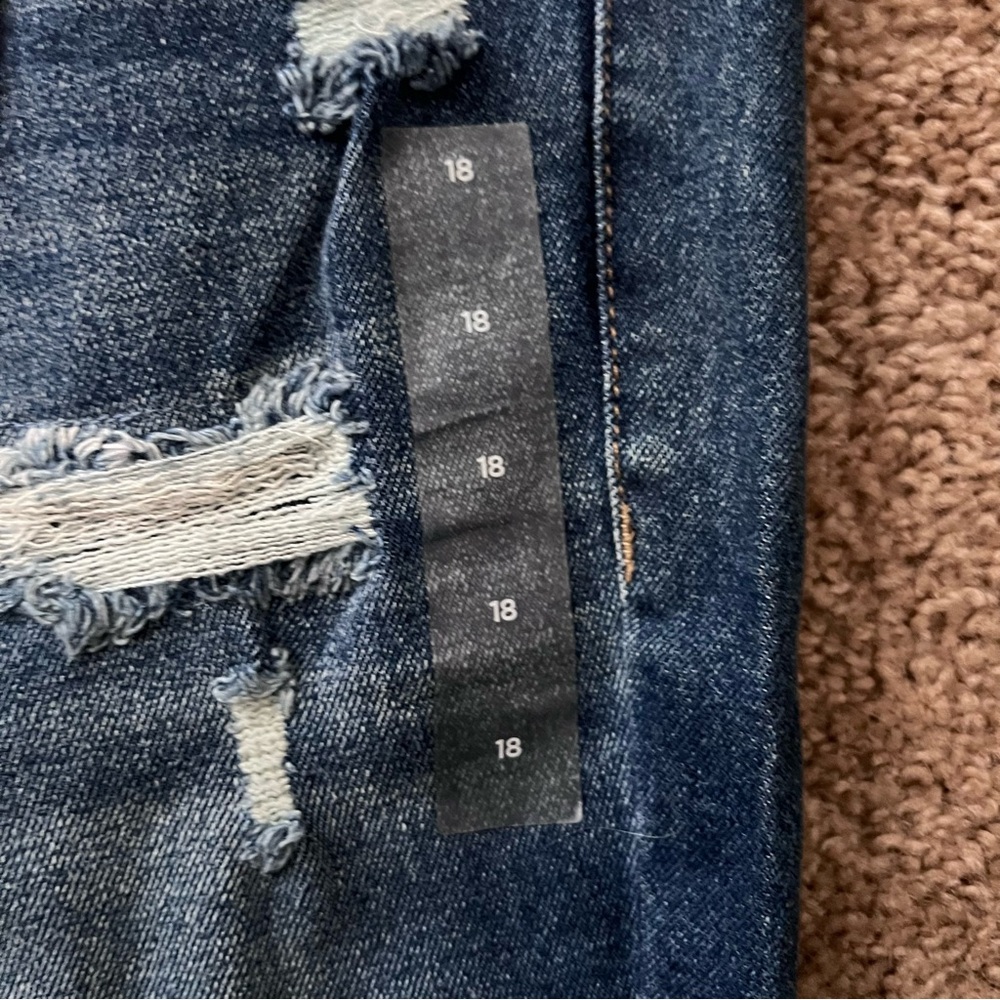 Lane Bryant Dark Blue Flex Magic Distressed Mid Rise Skinny Jeans - Picture 5 of 10